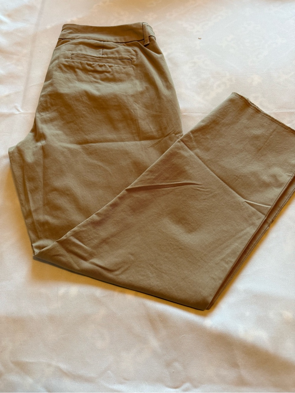 Quince Organic Cotton Cropped Straight Leg Pants Khaki Size 8